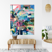 Load image into Gallery viewer, JANE THOMPSON ART SCARF The Streets of Summer